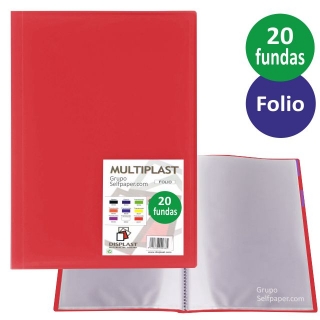 Carpeta 20 fundas folio color rojo  Displast DS9224