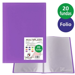 Carpeta 20 fundas folio violeta lila  Displast DS9014