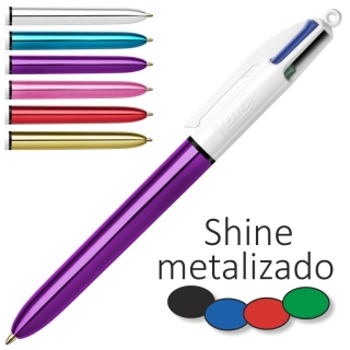 Boligrafo cuatro colores Shine color violeta  Bic 982876