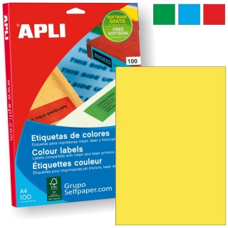 Papel adhesivo Din A4 amarillo, Etiquetas