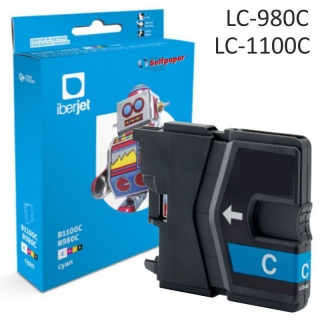Compatible Brother LC980C, LC1100C color azul  Iberjet LC980CC