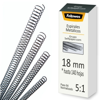 Espirales metalicas 18mm, paso 5:1, para  Fellowes 5110701