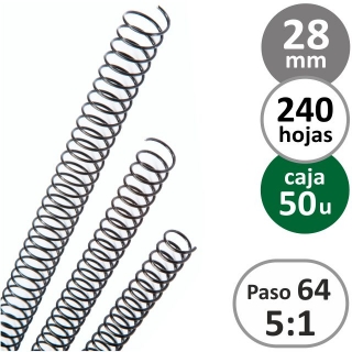Espiral Metalico Q-connect 28 mm, paso  KF04438