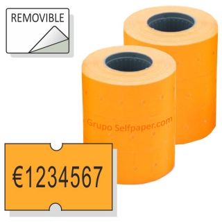 Rollos etiquetadora precios 21x12 naranja fluor  Apli 101566