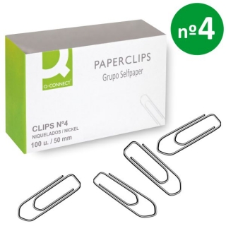 Clips sujetapapeles n 4, 50 mm,  Q-connect KF01677