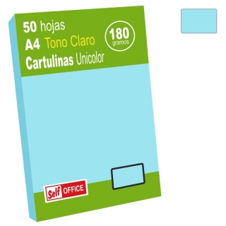 Cartulinas Din A4 Folio Azul Claro,  Self-office 30091