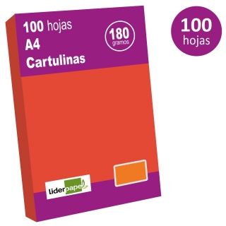 Cartulinas Din A4, folio, color rojo,  Liderpapel CT12