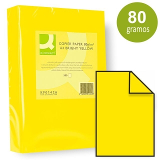Papel Din A4 color amarillo intenso  Q-connect KF01426