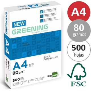 Papel Din A4 New Greening, folios  Liderpapel FT01
