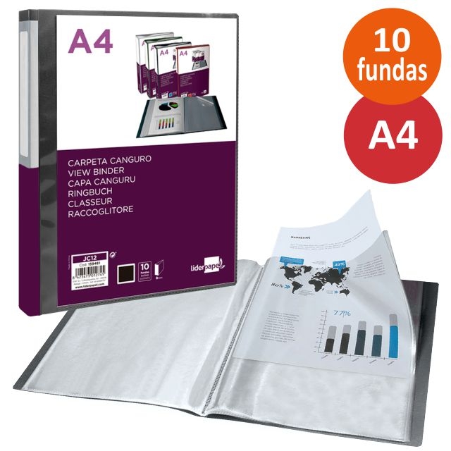 Carpeta con fundas Liderpapel A5 20 fundas de PP, negro