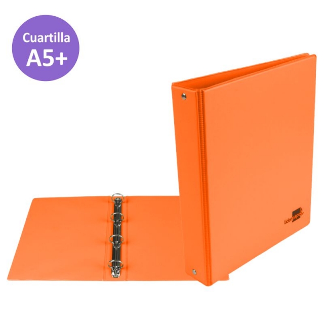 Comprar Carpeta 4 anillas 25 mm cuartilla A5+ plástico naranja