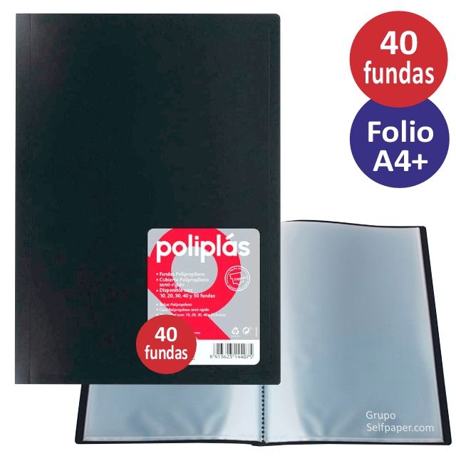 Comprar Grafoplas carpeta 40 fundas folio Poliplas color negro