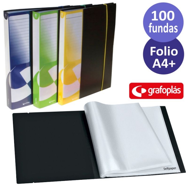 carpeta con 100 fundas grafoplas tapas rígidas
