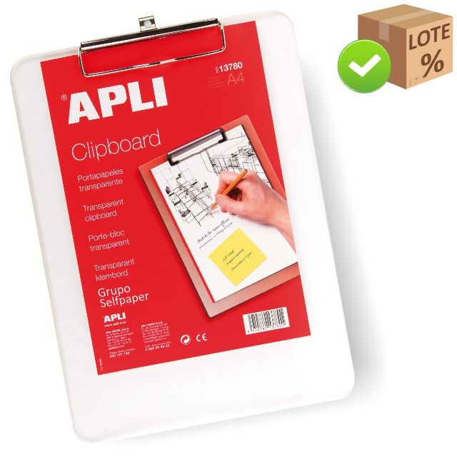 Comprar Tablilla con pinza plstico transparente Apli 13780