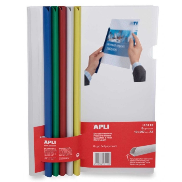 Comprar Pack 5 dossier lomera PVC y varillas encuadernacion colores