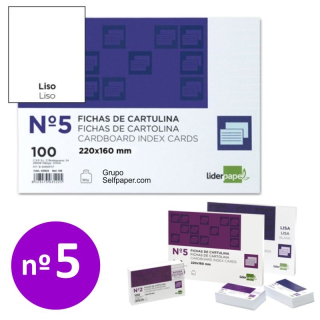 Comprar Fichas cartulina lisas numero 5 - 160x215mm para ficheros 5