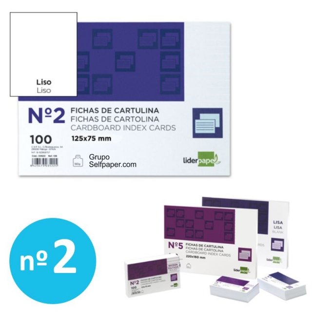 Comprar Fichas Lisas en blanco, numero 2 para fichero - 75x125 mm