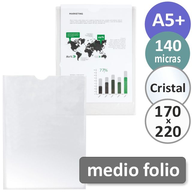 Comprar Funda portacarnet plástico transparente Cuarto A5+ 140 micra
