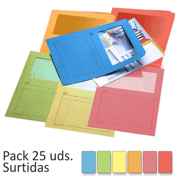 Comprar Subcarpetas con ventana de plstico 25 uds Surtidas