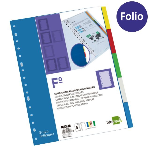 Comprar Separadores 5 pestaas colores folio multitaladro