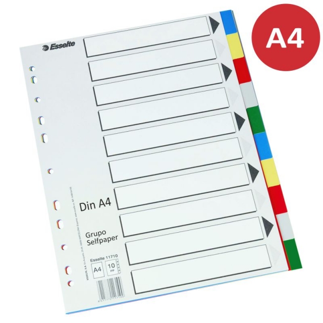 Comprar Separadores carpeta Din A4 Esselte multitaladro, 10 pestaas