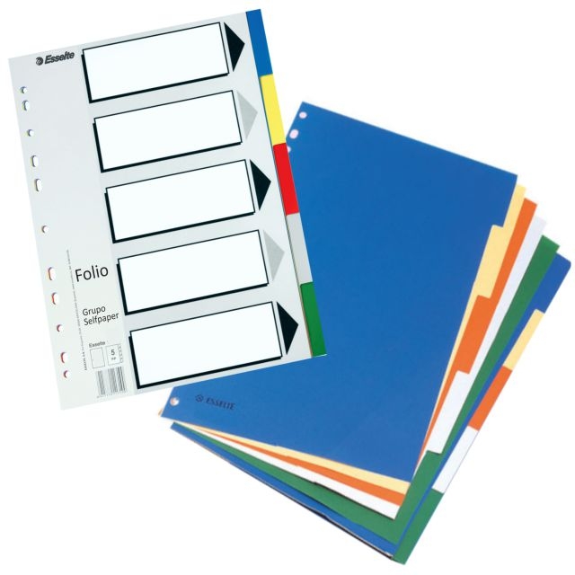 separadores folio multitaladro esselte 5 pestanas