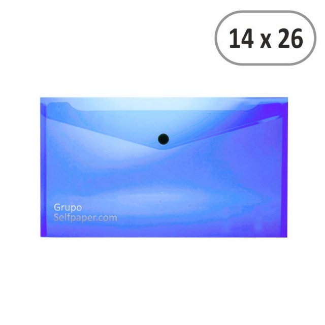 Comprar Sobre plástico cierre broche, alargado 14x26 Azul DS57