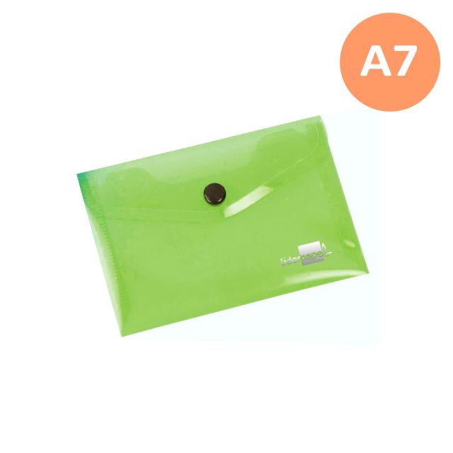 Comprar Sobre plástico broche botón Din A7 Verde traslúcido