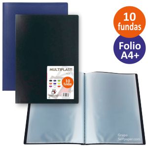 Carpeta 10 Fundas Folio Multiplast Negro Opaco - tarifario