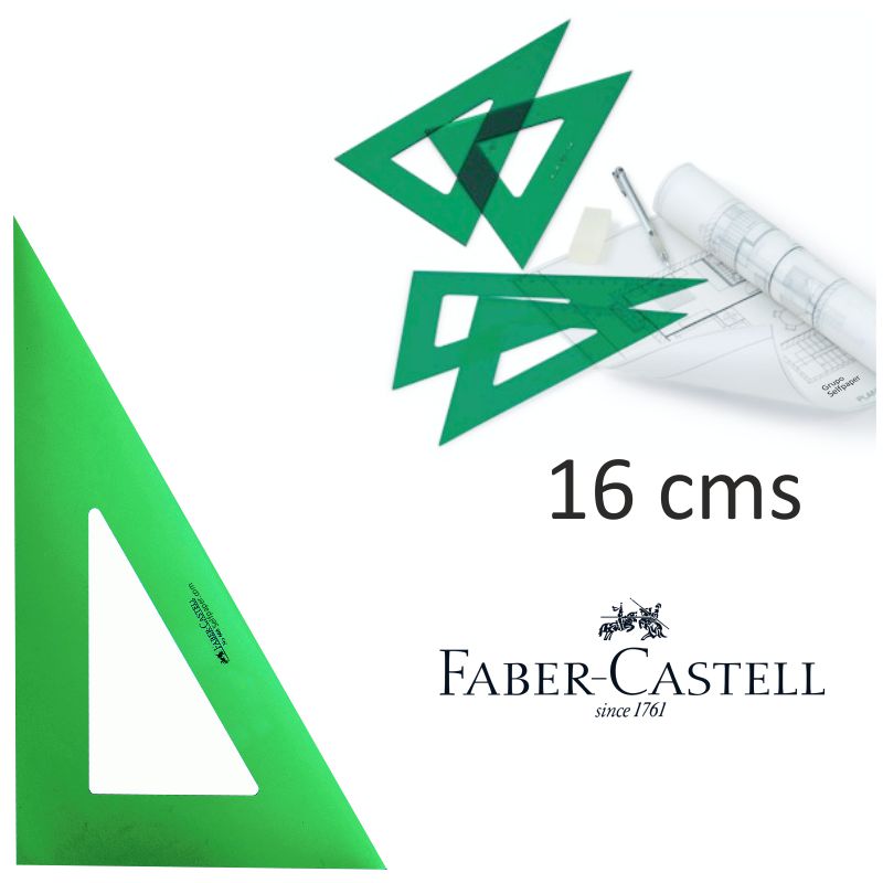 Cartabón 16 cms sin bisel, sin graduar, Faber-Castell