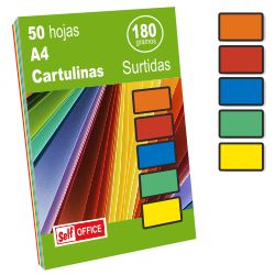 Cartulinas colores vivos Din A4 Apli pack 50 surtidas