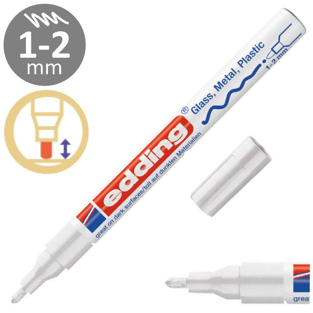 Edding Marcador de efecto lacado 750 (Blanco, 2 mm - 4 mm)