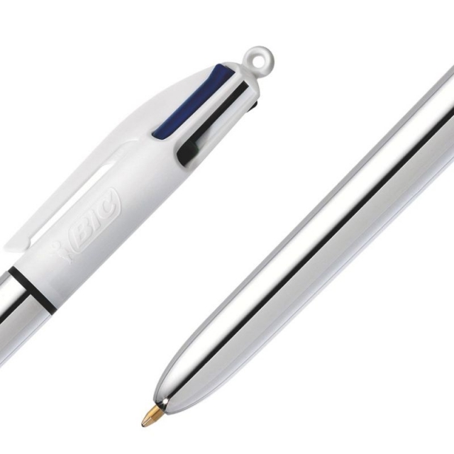 bic 4 colores shine plata