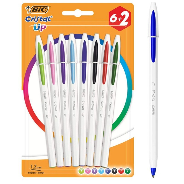 subtítulo Injusto Academia Bic Cristal UP Colores Paquete 6+2 bolígrafos Gratis, Mercamaterial.