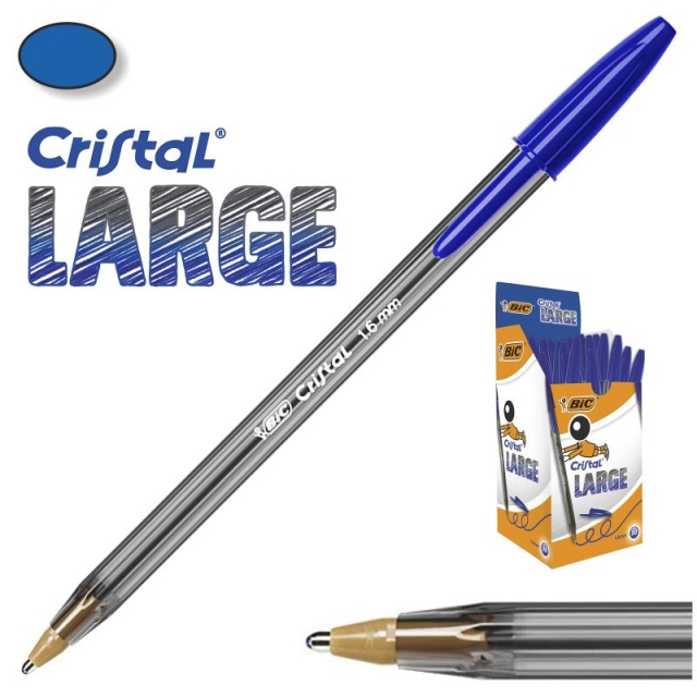 Comprar Bolígrafo Bic Cristal Largue punta ancha, 1,6 mm azul