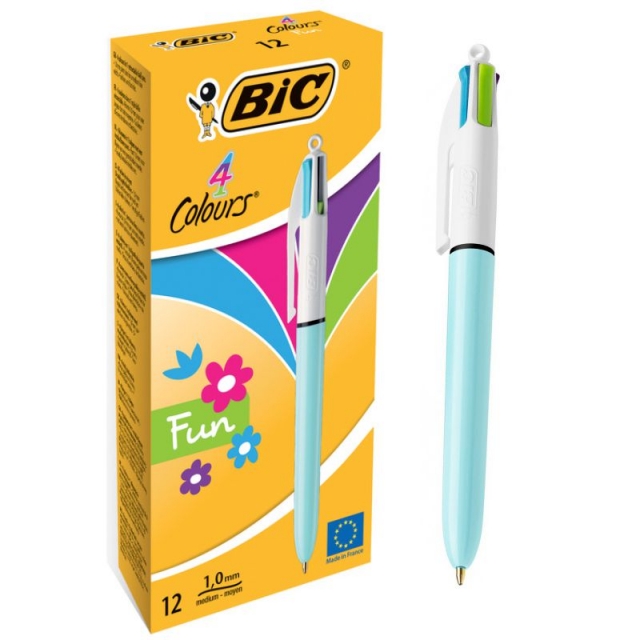 Boligrafo Bic 4 cuatro colores 3+1 Fluorescente amarillo