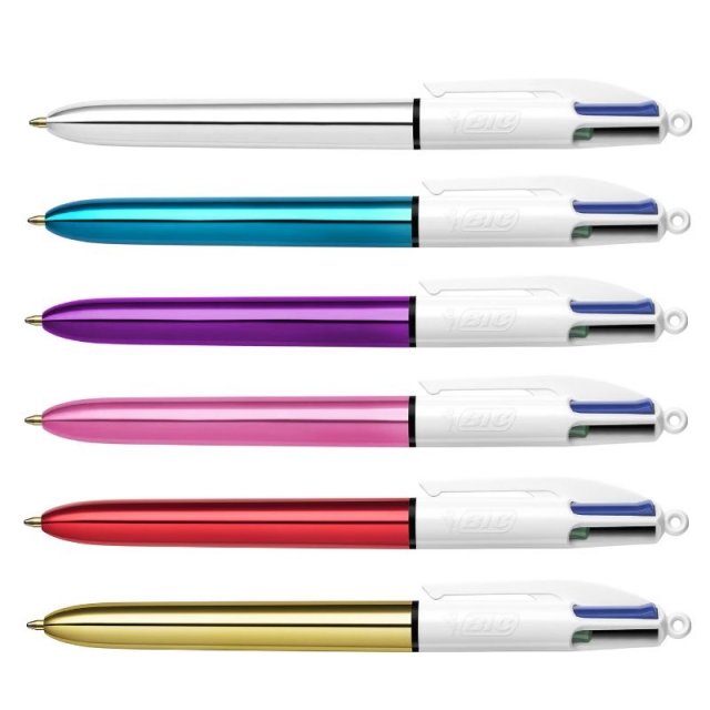 bic cuatro colores shine metalizado oro plata