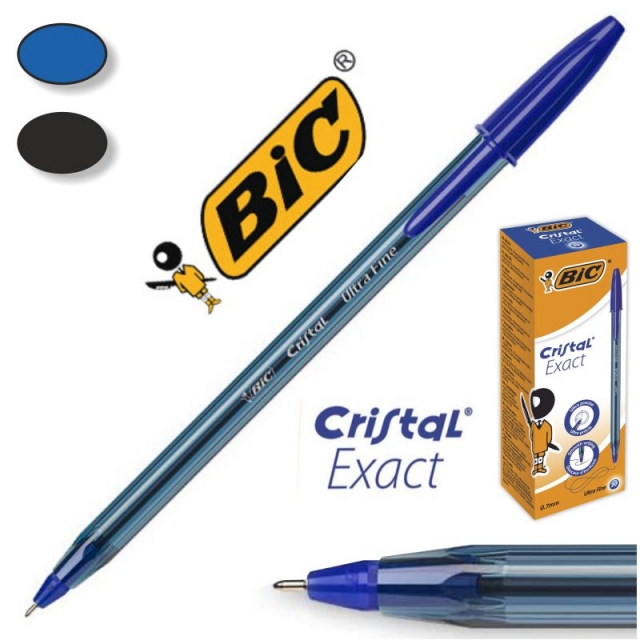 bolígrafo bic cristal, ultra fine, exact, azul