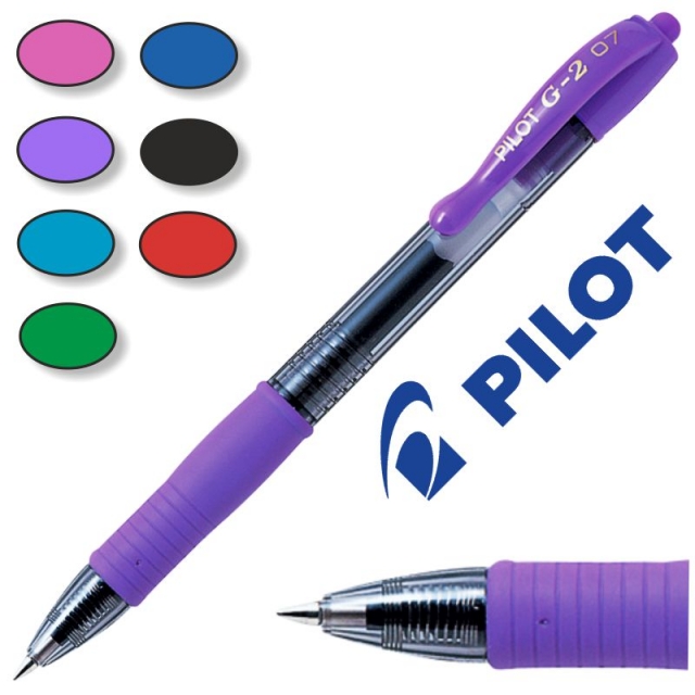 Bolígrafo Pilot G2 lila, violeta, tinta Gel, nuevos colores