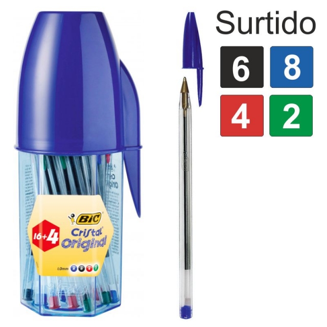 Comprar Megatubo Boligrafos Bic Cristal 16+4 gratis