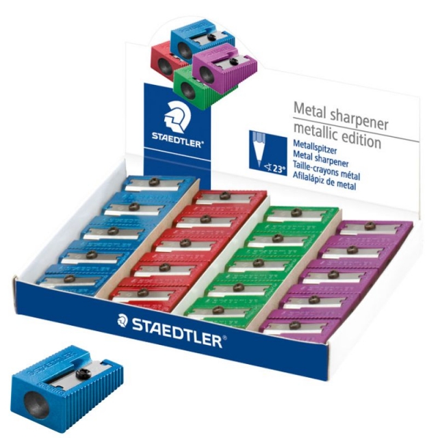 caja sacapuntas staedtler colores metalizados