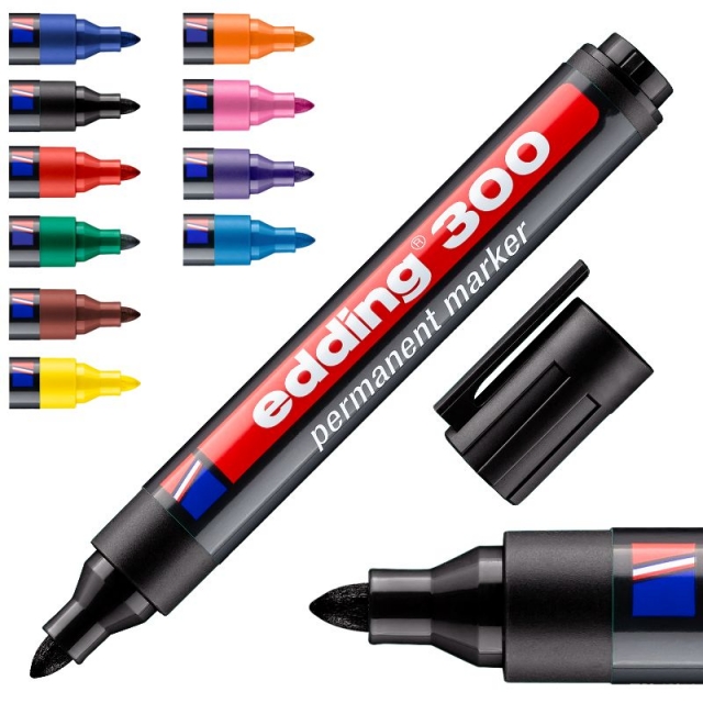 Edding 300, rotulador permanente tinta indeleble, p. redonda