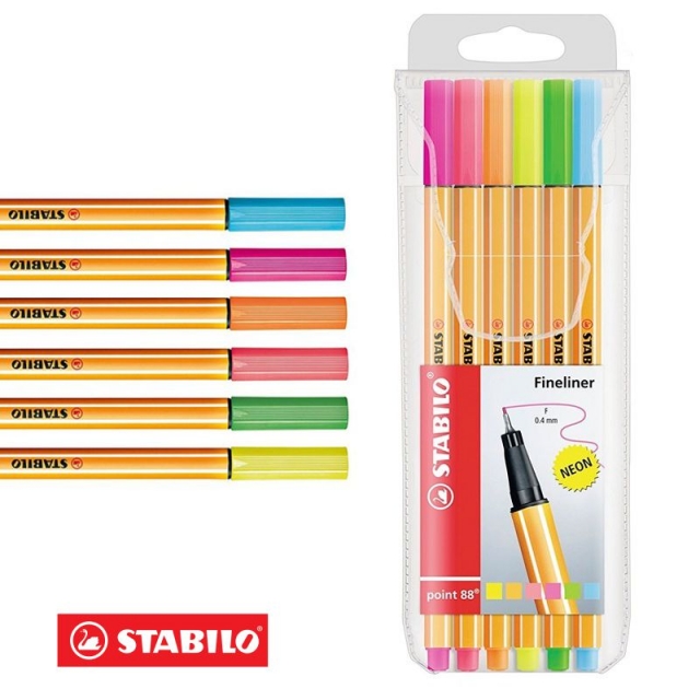 Estuche 6 rotuladores Stabilo 88/6-1 fluorescentes