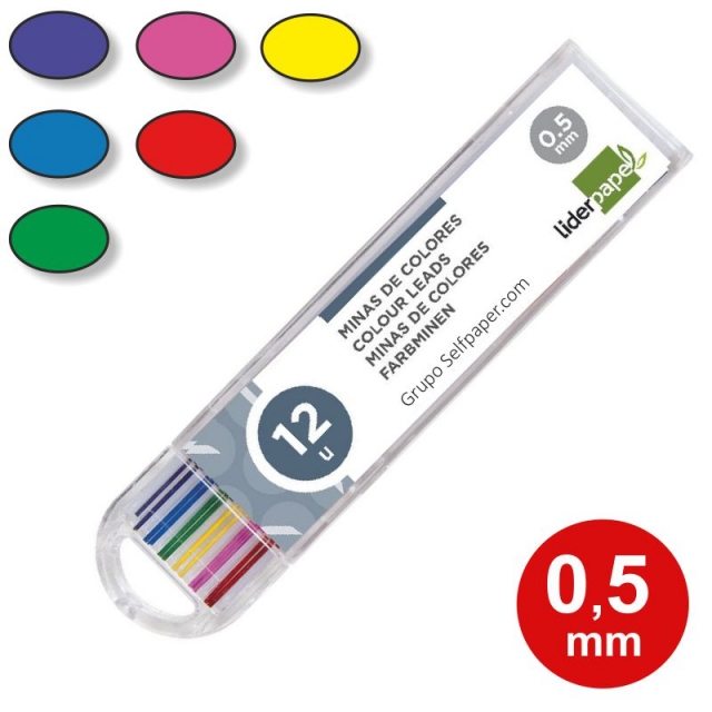 Comprar Estuche con 12 minas 0,5 mm de colores surtidos