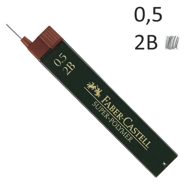 Comprar Minas Faber-Castell 0,5 2B. Tubo 12 uds, 0,5 mm dureza 2B