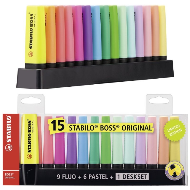 Comprar Marcadores fluorescentes Stabilo Boss Pack 15  + soporte