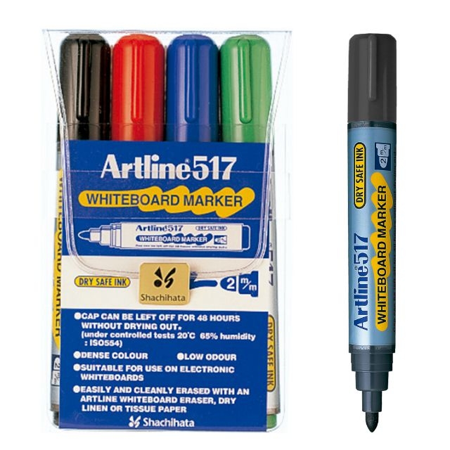 Pack 4 rotuladores pizarra blanca borrables Artline colores