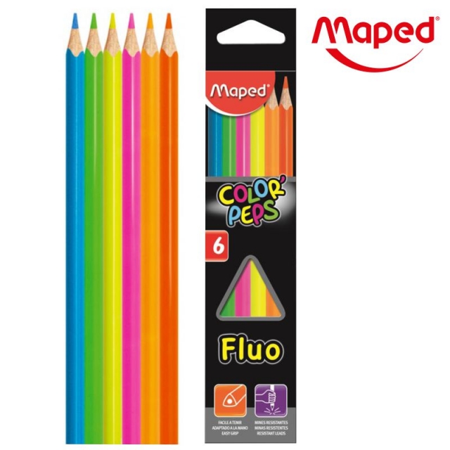 Lápices, pinturas de madera fluorescentes Maped Color Peps