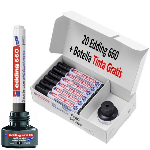 Comprar Edding 660 negro + Tinta Gratis, Envase ahorro