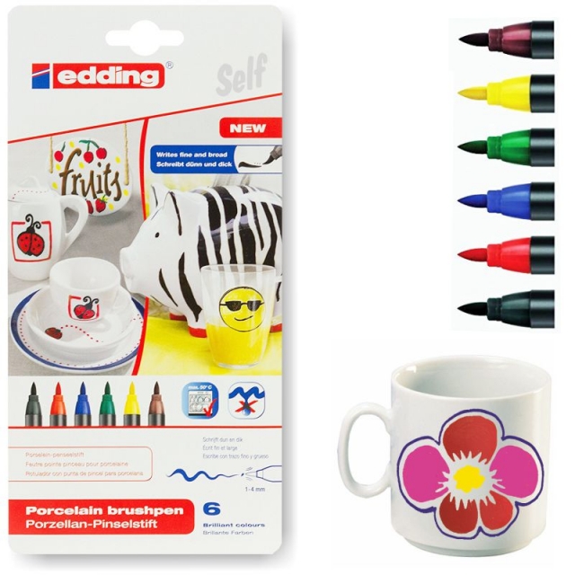 Comprar Rotuladores porcelana, ceramica Edding 4200, 6 colores